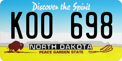 ND license plate KOO698