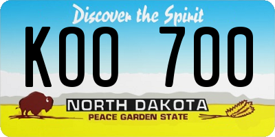 ND license plate KOO700