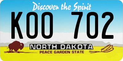 ND license plate KOO702