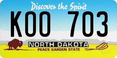 ND license plate KOO703