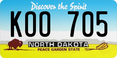 ND license plate KOO705