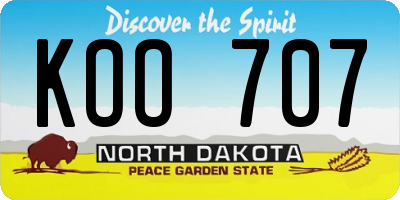 ND license plate KOO707