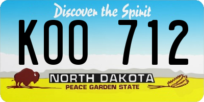 ND license plate KOO712