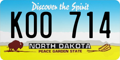 ND license plate KOO714