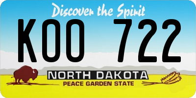 ND license plate KOO722