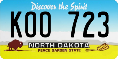 ND license plate KOO723