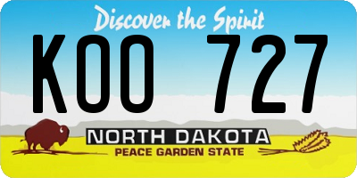 ND license plate KOO727