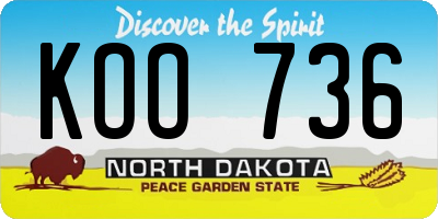 ND license plate KOO736