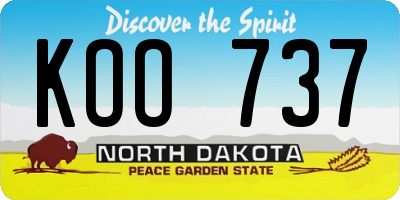 ND license plate KOO737