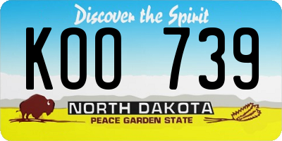 ND license plate KOO739