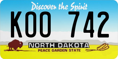 ND license plate KOO742