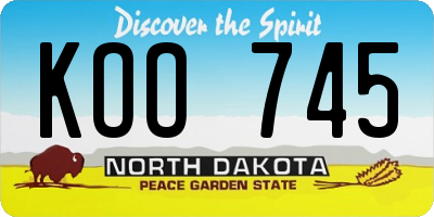 ND license plate KOO745