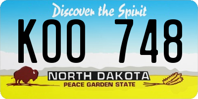 ND license plate KOO748