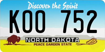 ND license plate KOO752