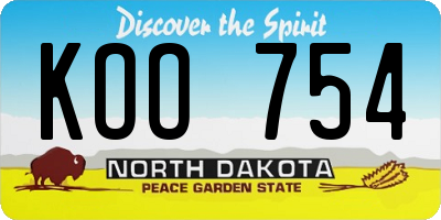 ND license plate KOO754