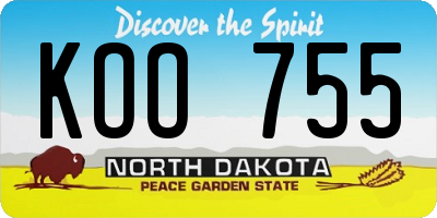 ND license plate KOO755