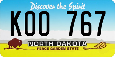 ND license plate KOO767
