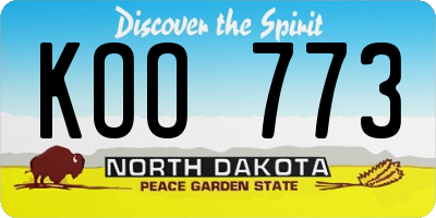 ND license plate KOO773