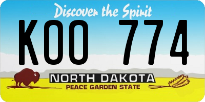 ND license plate KOO774