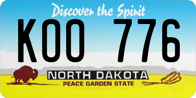 ND license plate KOO776
