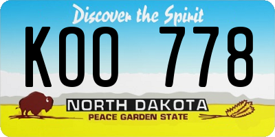 ND license plate KOO778