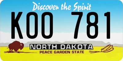 ND license plate KOO781