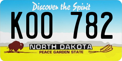 ND license plate KOO782