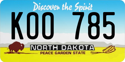 ND license plate KOO785