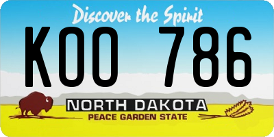 ND license plate KOO786