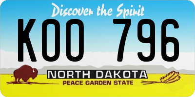 ND license plate KOO796