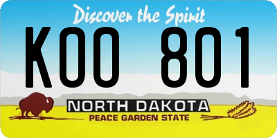 ND license plate KOO801