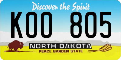 ND license plate KOO805