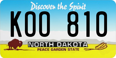 ND license plate KOO810