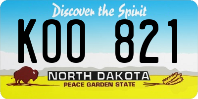 ND license plate KOO821