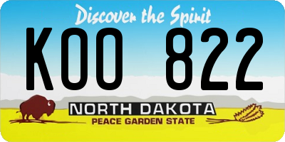 ND license plate KOO822