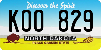 ND license plate KOO829