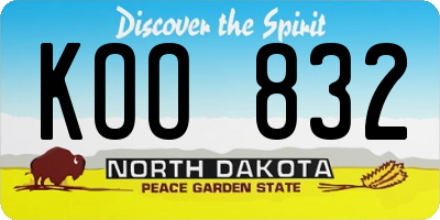 ND license plate KOO832