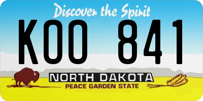 ND license plate KOO841