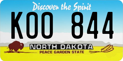 ND license plate KOO844