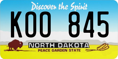 ND license plate KOO845