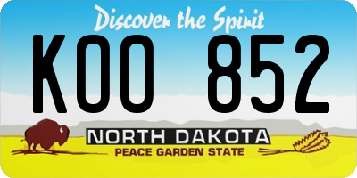 ND license plate KOO852