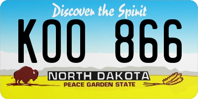 ND license plate KOO866