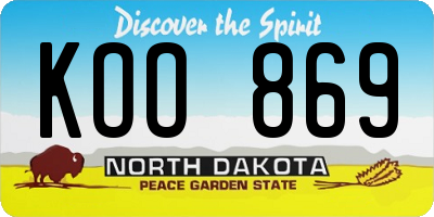 ND license plate KOO869