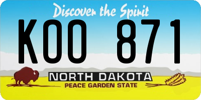 ND license plate KOO871