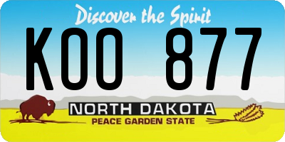 ND license plate KOO877