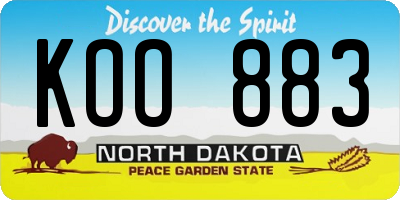 ND license plate KOO883