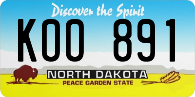 ND license plate KOO891