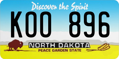 ND license plate KOO896