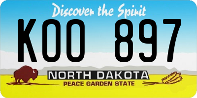 ND license plate KOO897