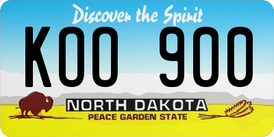 ND license plate KOO900